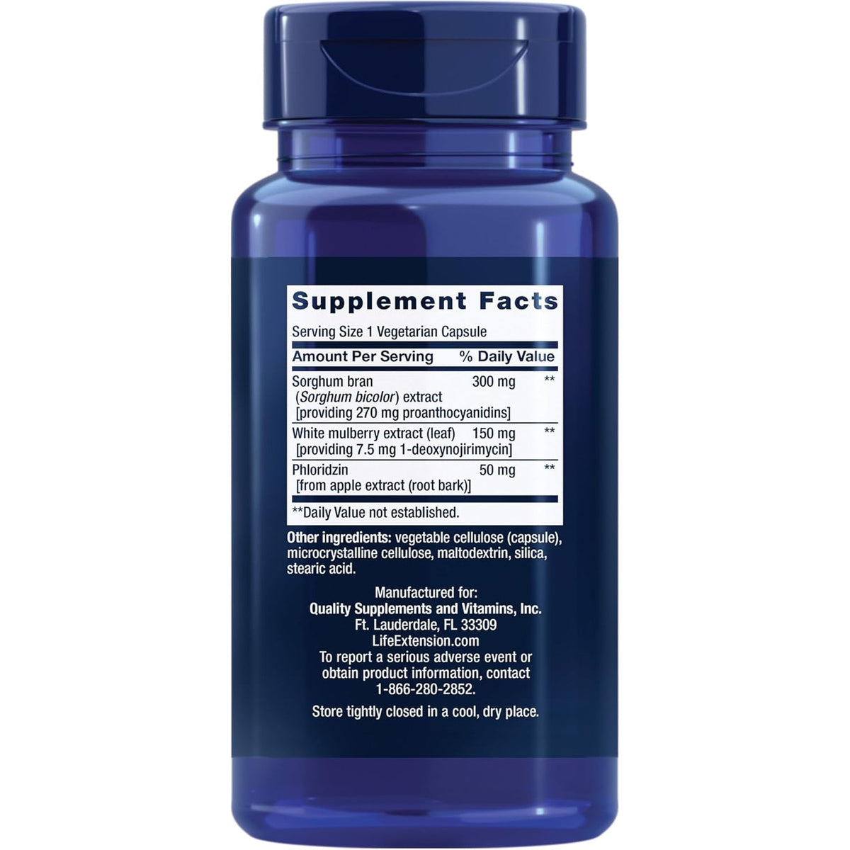 Life Extension Tri Sugar Shield®, Sorghum Bran, White Mulberry, Phloridzin Apple Polyphenol, Three Botanical Extracts Promote Healthy Glucose Metabolism, Gluten-Free, Non-Gmo, Vegetarian, 60 Capsules