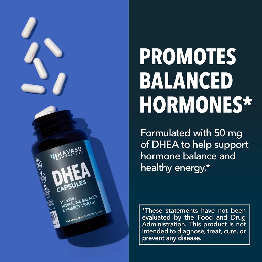 DHEA 50Mg per Serving Supplement for Hormone Balance - Supports Energy for Men and Women - Dehydroepiandrosterone Capsules for Mood, Aging & Vitality - Non-Gmo, Vegan - 60 Capsules, 2-Month Supply