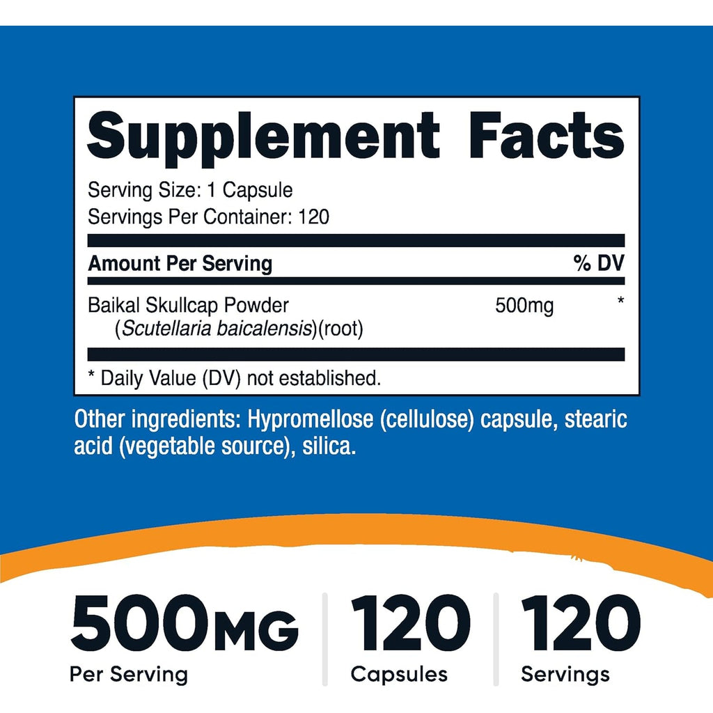 Nutricost Baikal Skullcap 500Mg, 120 Vegetarian Capsules - Non-Gmo, Gluten Free