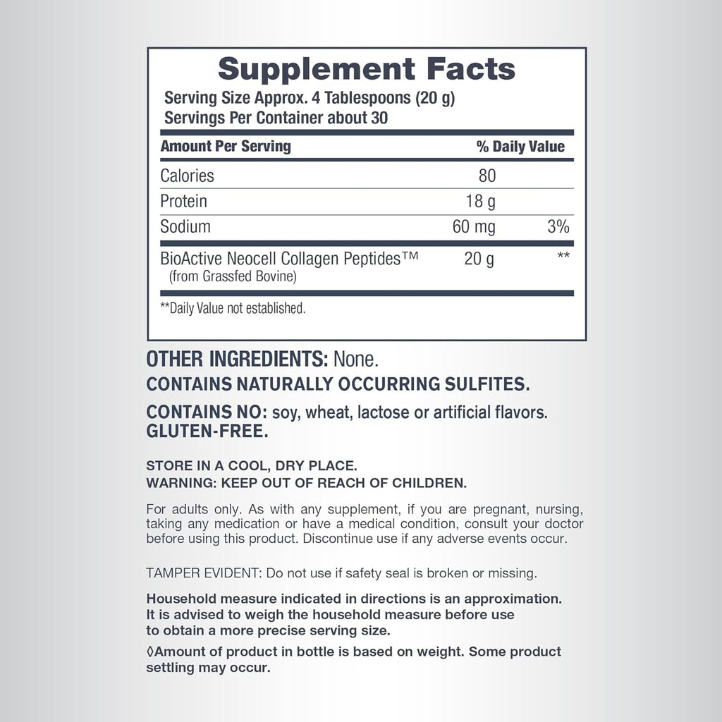 Neocell Super Collagen Peptides Powder | 30 Servings | Unflavored | Types I & III | Grass Fed Bovine Supplement | Hair, Skin, & Nails | for Women and Men