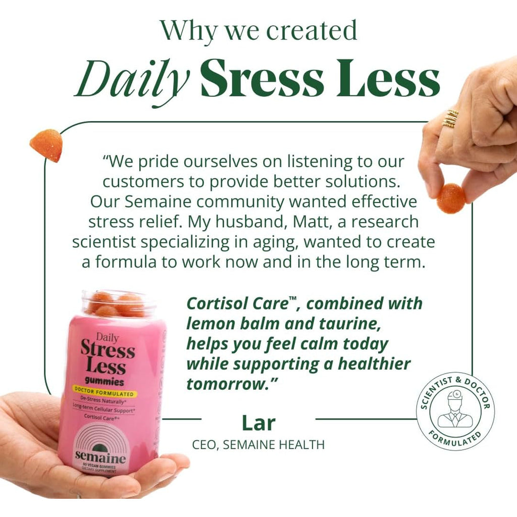 Semaine Stress Less Gummy with Cortisol Care™ 60 Count – Daily Support for Stress, Mood & Sleep