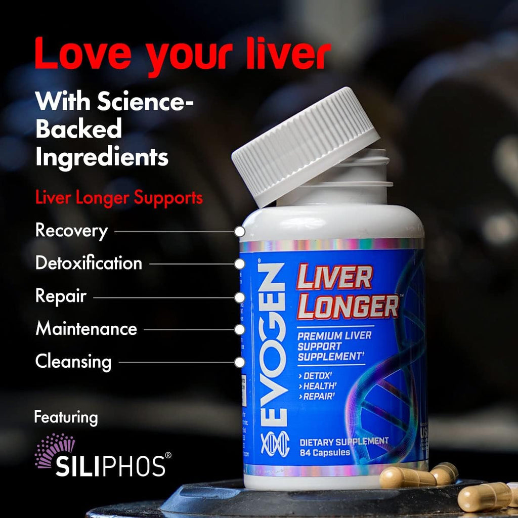Evogen Liver Longer - Premium Liver Support Supplement | Detox, Health, & Repair | N-Acetyl L-Cysteine, Milk Thistle, TUDCA | 84 Capsules