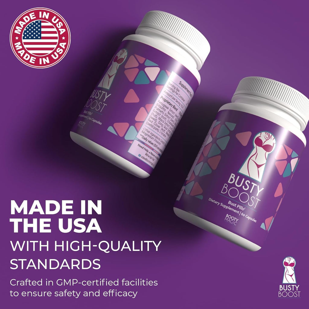 Busty Boost Breast Enhancement Pills - Enhancement & Enlargement Pills for Bigger Boobs & Growth. Natural Fenugreek, Saw Palmetto & Maca Formula. Fuller, Firmer Breasts in 1-2 Months – Made in USA