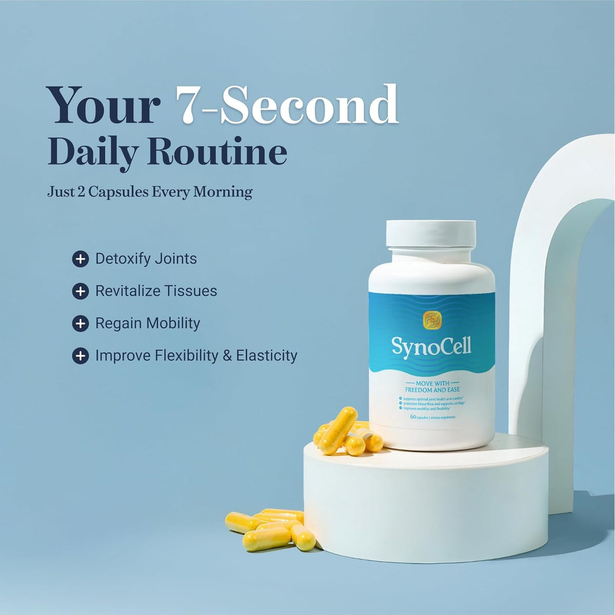 Synocell Glucosamine Chondroitin Complex Back, Neck, and Joint Support Supplement with Boswellia, Quercetin, & MSM - Renew Your Joints from the inside Out - Move with Freedom and Ease