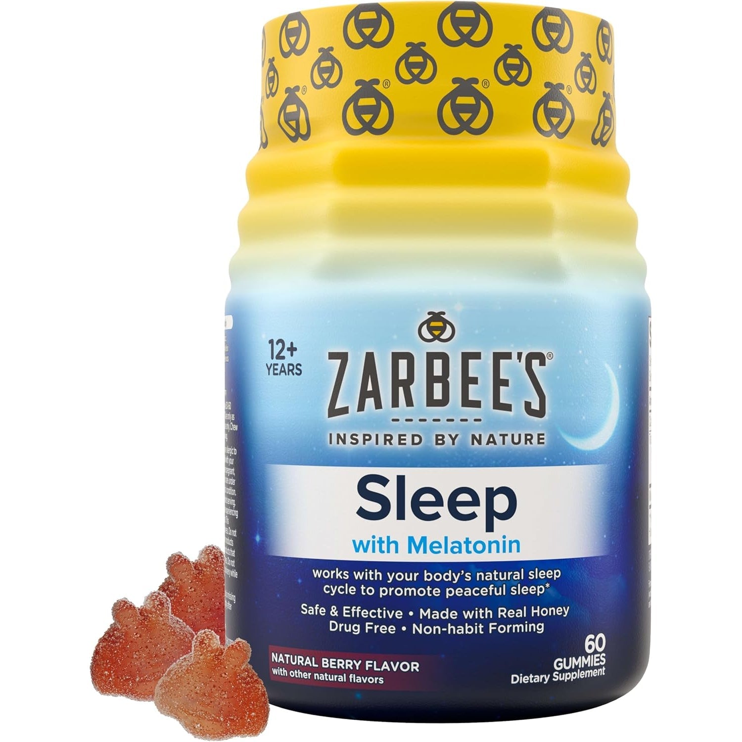 Zarbee'S Melatonin Gummies 3Mg Sleep Supplement to Promote Peaceful Sleep, Natural Mixed Fruit Flavor, Adults Gummy Age 12 Up, 60 Count