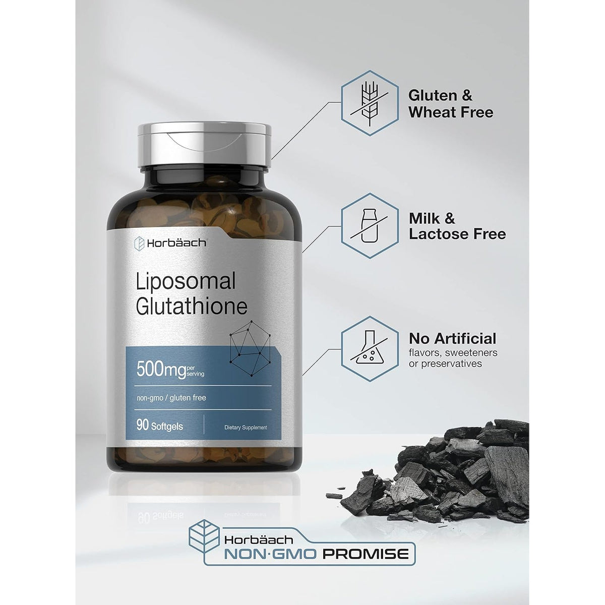 Horbäach Liposomal Glutathione 500Mg | 90 Softgels | Reduced Form | Non-Gmo & Gluten Free Supplement