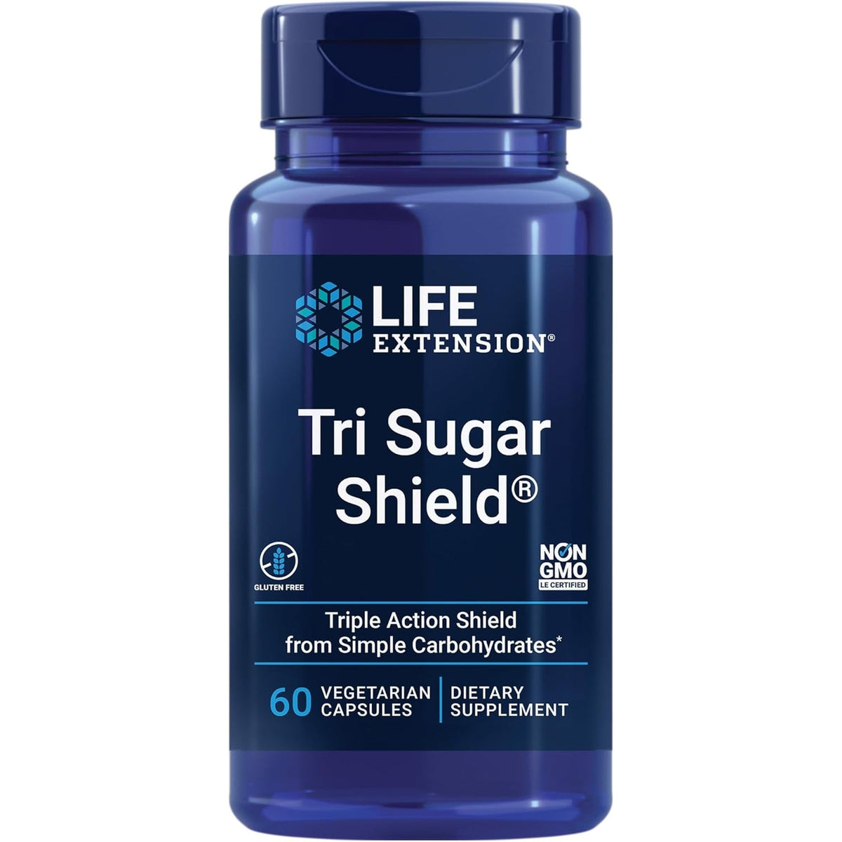 Life Extension Tri Sugar Shield®, Sorghum Bran, White Mulberry, Phloridzin Apple Polyphenol, Three Botanical Extracts Promote Healthy Glucose Metabolism, Gluten-Free, Non-Gmo, Vegetarian, 60 Capsules