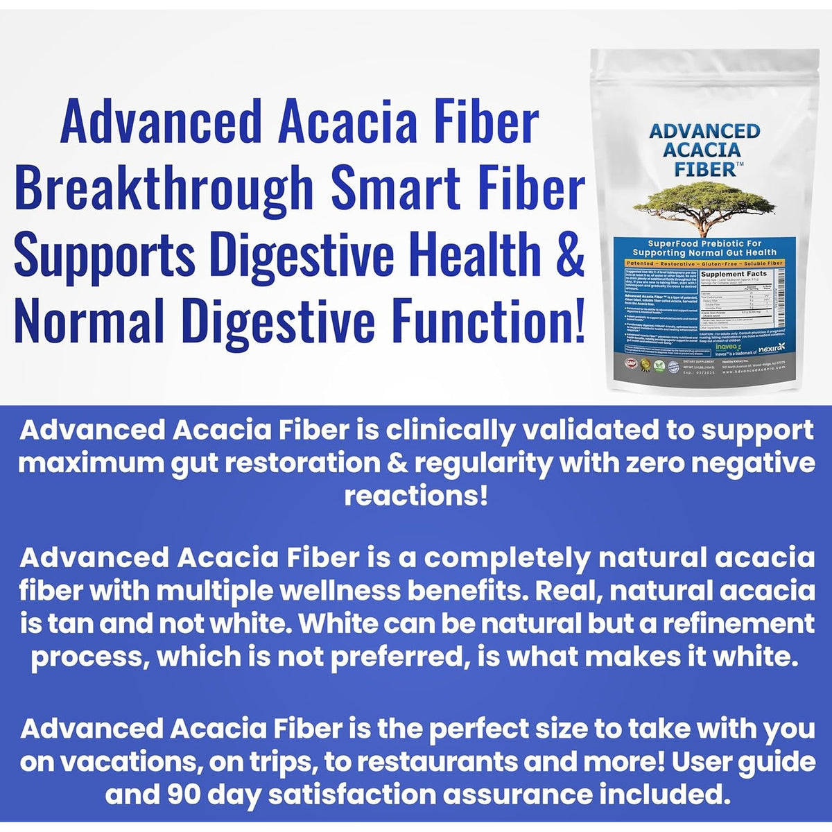 Advanced Acacia Fiber Powder 2.5 Ibs (40Oz) Organic Soluble Fiber Leaky Gut Repair Powder. Natural Supplement Prebiotic for Gut Repair