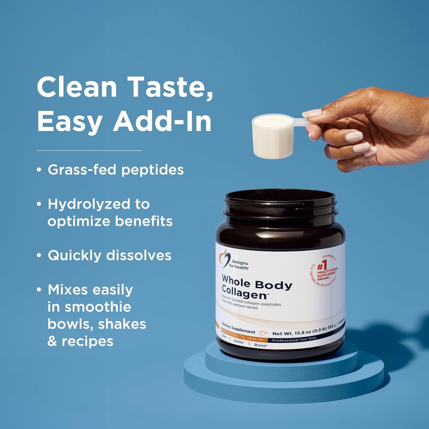 Designs for Health Whole Body Collagen Powder - Hydrolyzed Collagen Peptides Powder for Healthy Skin & Hair, Joint + Bone Health - Fortigel & Verisol Collagen, Unflavored (30 Servings)