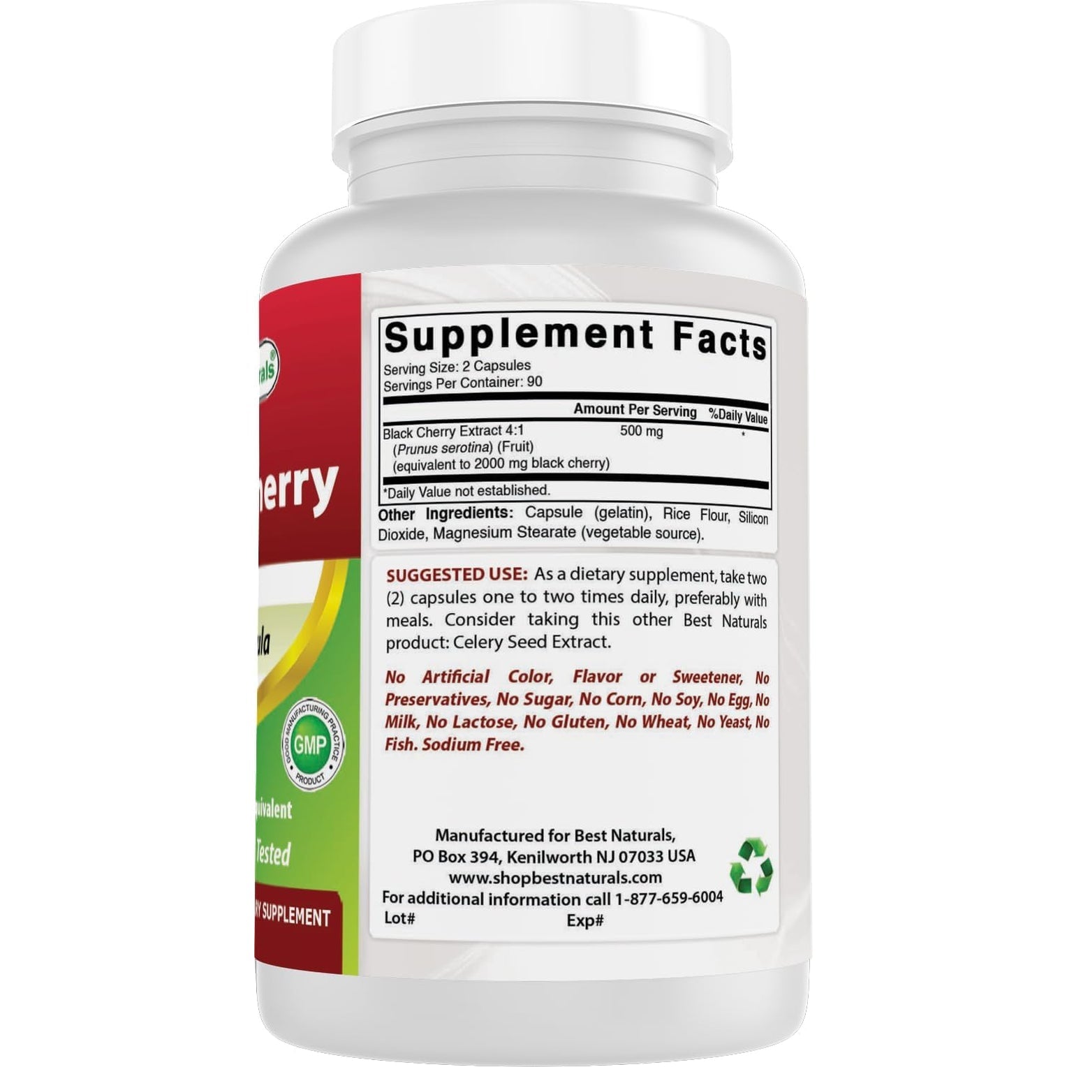 Best Naturals Black Cherry 1000 Mg Capsule, 180 Count