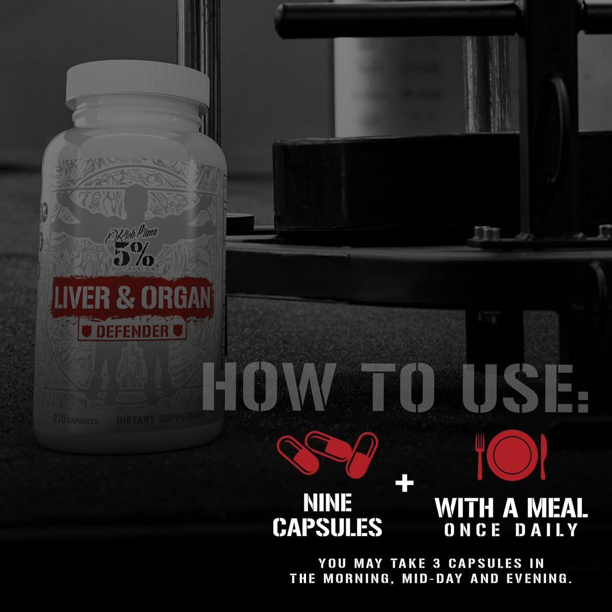 Rich Piana 5% Nutrition Liver & Organ Defender, 270 Capsules
