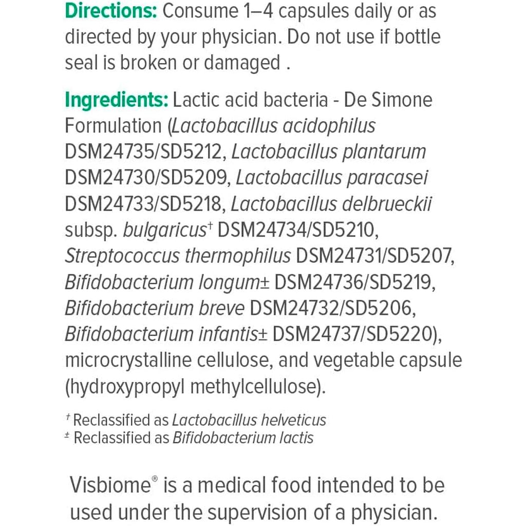 Visbiome® GI Care - High Potency Probiotic - 112.5 Billion CFU Live Probiotics, Original De Simone Formulation, Made in USA, 60 Capsules.