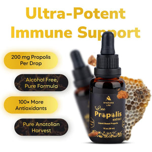 Natural Bee Propolis Extract, 30 Ml, Advanced Liquid Tincture Immune System Booster and Seasonal Defense, Pure High Potency Herbal Supplement, Non-Gmo and Alcohol Free (1 Pack)