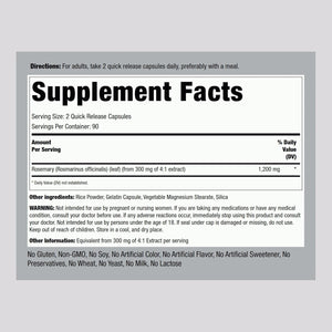 Piping Rock Rosemary Leaves | 180 Capsules | Herb Leaf Extract Supplement | Non-Gmo, Gluten Free