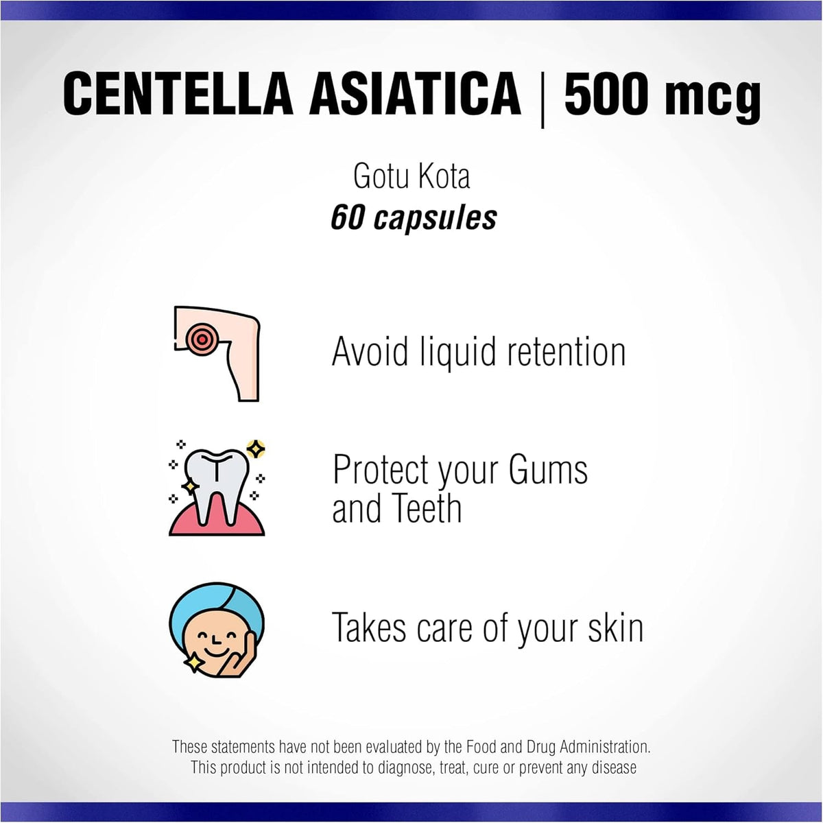Centella Asiatica 500 Mg 60 Capsules by Natural Systems - Gotu Kola Herb Moisturizer for Your Skin - Extract Also Beneficial for Calming Mind Tiredness