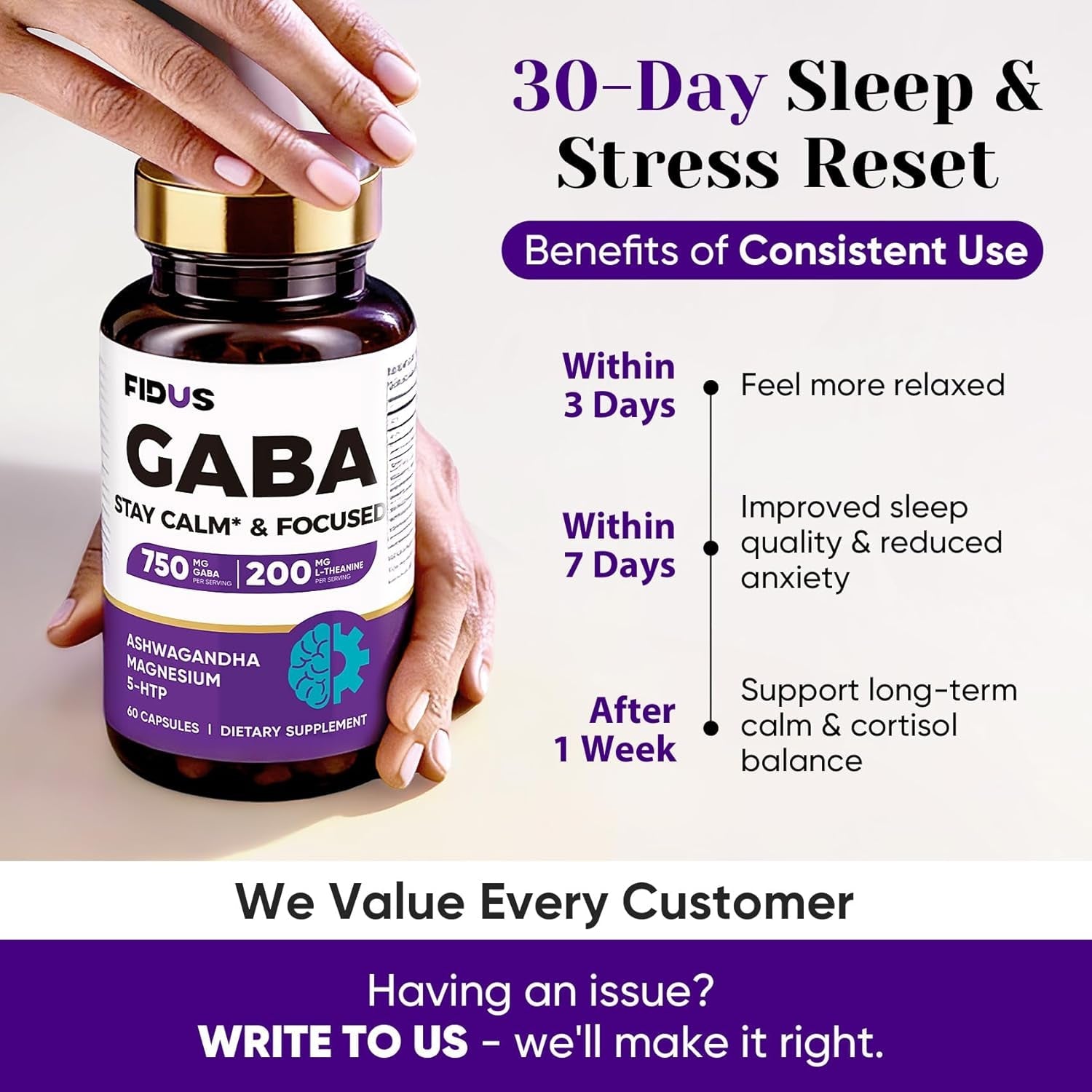 GABA L-Theanine Ashwagandha - 1050Mg Blend - Made in USA - Advanced Sleep Aid & Calm- Magnesium, 5-HTP, Vitamin B6 & B12, GABA (Gamma Aminobutyric Acid) Supplement - Melatonin-Free & Non-Habit Forming