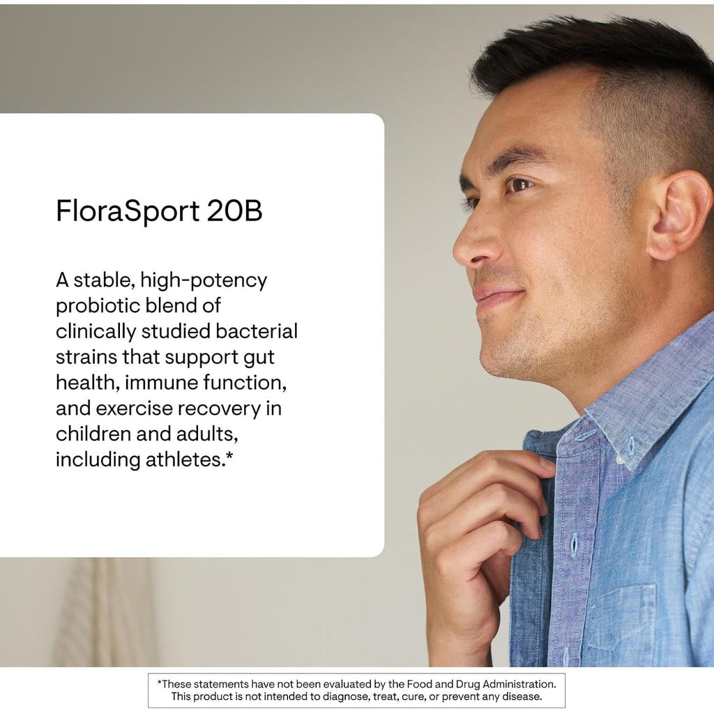 THORNE - Florasport 20B - Shelf-Stable Probiotic Blend - Supports Gut, Immune & Digestive Health - Occasional Gas, Bloating, Diarrhea & Constipation Relief* - NSF Certified for Sport - 30 Capsules