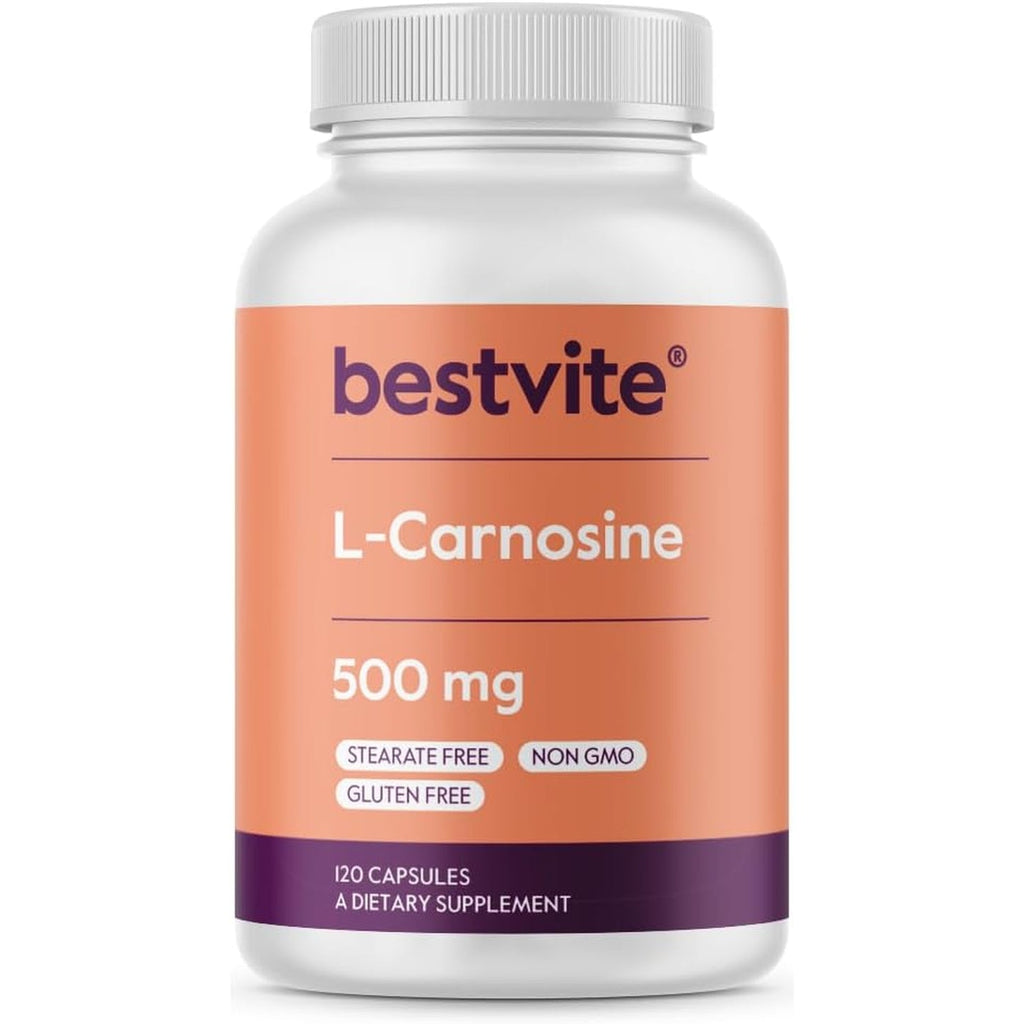 BESTVITE L-Carnosine 500Mg per Capsule (120 Capsules) No Fillers - No Stearates - Non GMO - Gluten Free