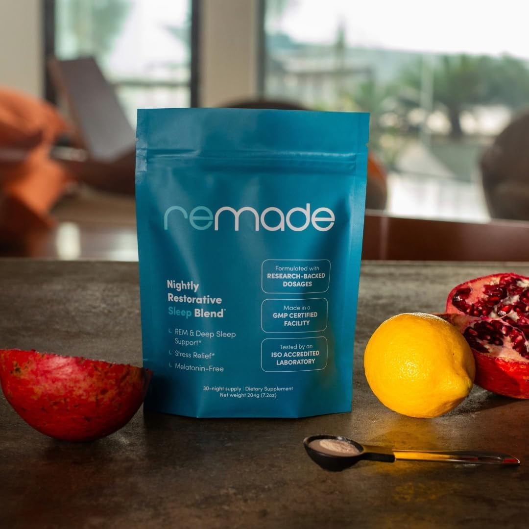 Remade Natural Sleep Aid without Melatonin - Ashwagandha, L Theanine, Apigenin, Glycine