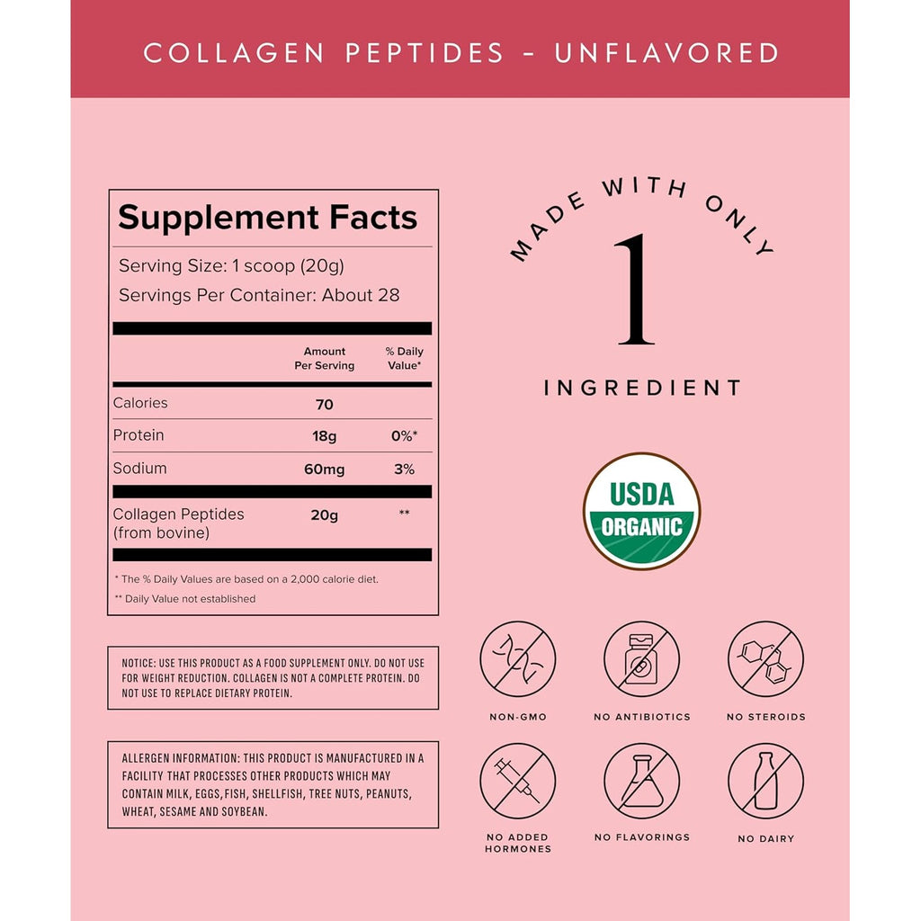 Truvani Hydrolyzed Collagen Peptides | Unflavored | 28 Servings | 20G Grass-Fed Collagen Protein Powder | Promotes Hair, Skin, and Nail Health | Dairy & Gluten Free | Women & Men | Package May Vary