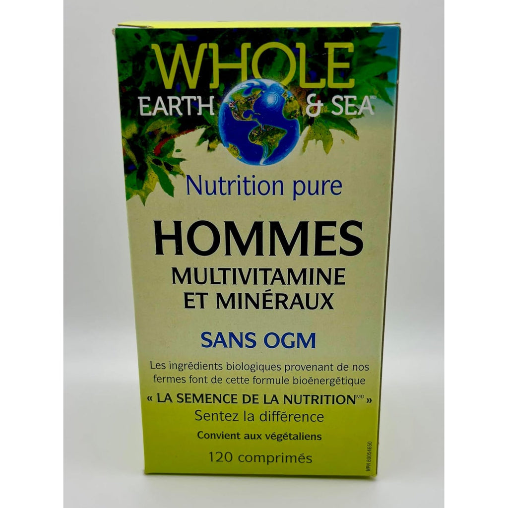 Natural Factors Whole Earth & Sea Men'S Multivitamin & Mineral - Daily Health Supplement for Men under 50 - Vegan, Non-Gmo & Gluten-Free - 120 Tablets (60 Servings)