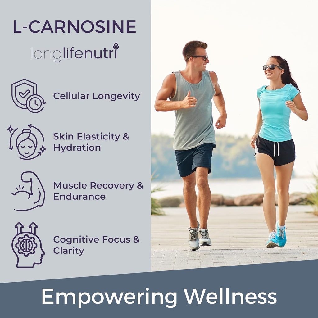 Longlifenutri L-Carnosine 1000Mg - Beta-Alanyl-L-Histidine Supplement for Cellular Energy & Brain Clarity, 120 Vegetarian Capsules, 2-Month Supply, GMP Certified, Made in USA