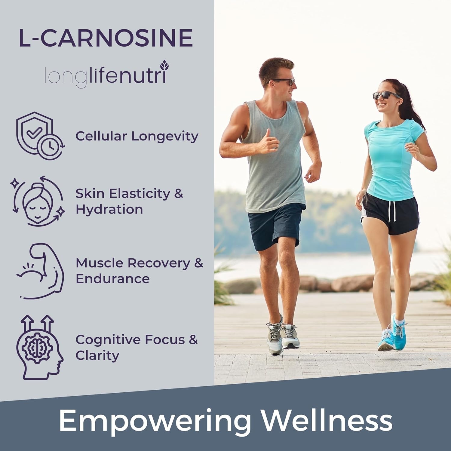 Longlifenutri L-Carnosine 1000Mg - Beta-Alanyl-L-Histidine Supplement for Cellular Energy & Brain Clarity, 120 Vegetarian Capsules, 2-Month Supply, GMP Certified, Made in USA