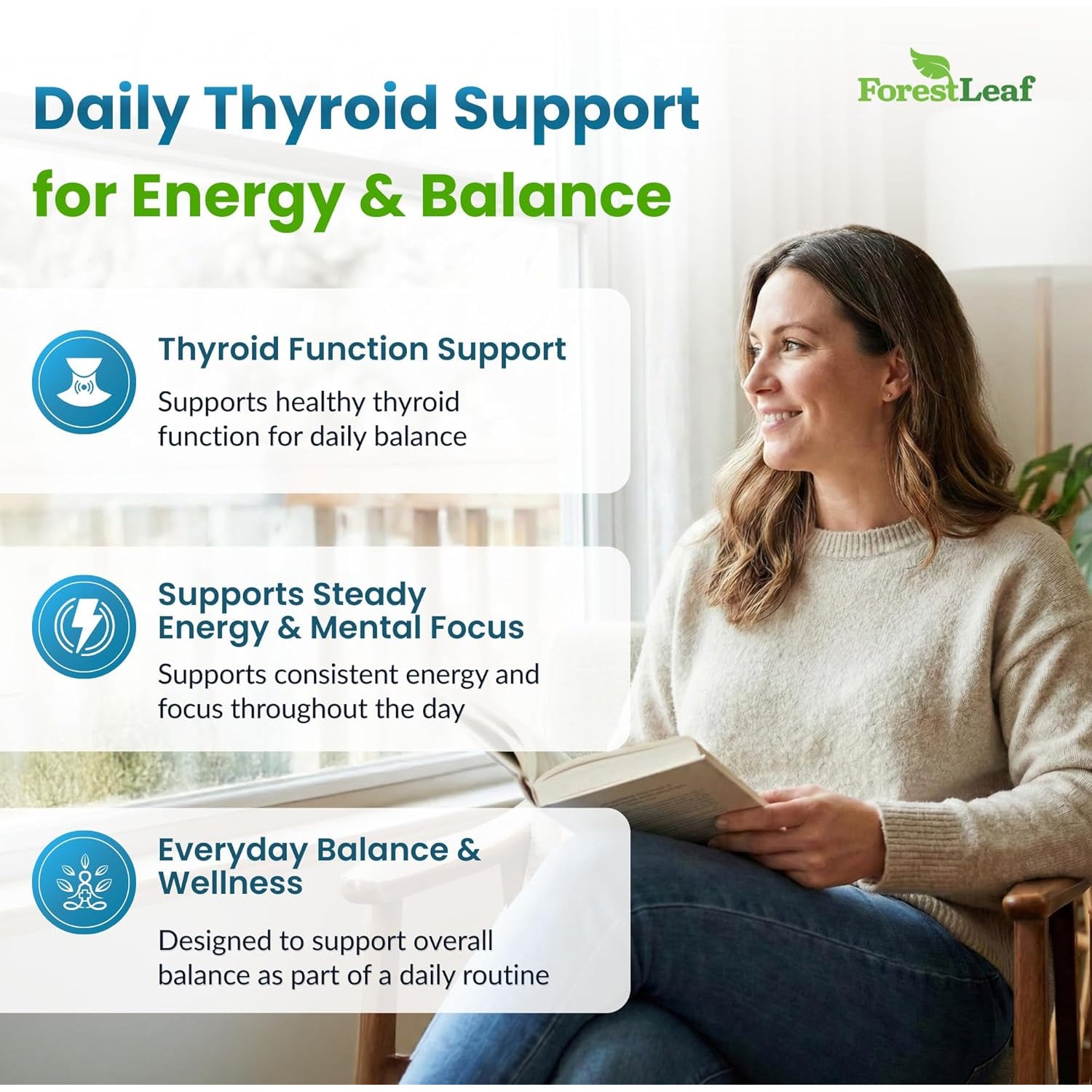 Thyroid Support for Women and Men with Iodine - Energy, Focus & Power Thyroid Supplement - All Natural Herbal Mineral and Vitamin Complex with B12, Zinc, Selenium, Ashwagandha - 60 Vegetarian Capsules