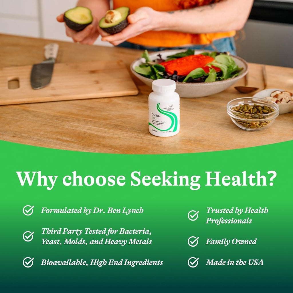Seeking Health Ox Bile 125 - Digestive Enzyme & Gallbladder Support Supplement - Vegetarian Capsule with Digestive Enzymes - 120 Capsules
