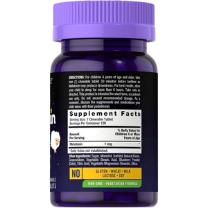 Carlyle Kids Melatonin 1Mg | 120 Chewable Tablets | Fruit Flavor | Vegetarian Supplement | Non-Gmo, Gluten Free Formula