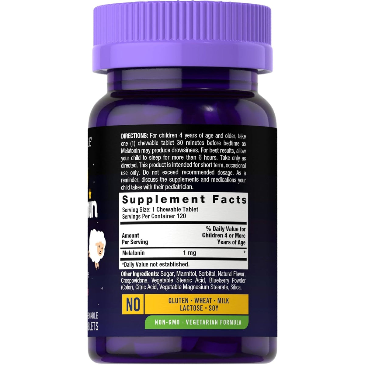 Carlyle Kids Melatonin 1Mg | 120 Chewable Tablets | Fruit Flavor | Vegetarian Supplement | Non-Gmo, Gluten Free Formula