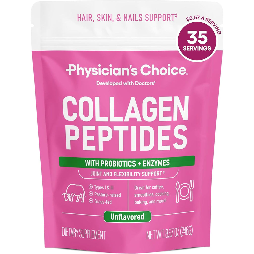 Physician'S CHOICE Collagen Peptides - Hydrolyzed Protein Powder for Hair, Skin, Joints - Grass Fed, Non-Gmo