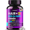 Biotin | Collagen | Keratin Booster with Hyaluronic Acid - Thicker Hair Growth, Healthy Skin & Stronger Nails Supplement – Extra Strength - Multi Vitamin B Complex - Women & Men - Made in USA - 60Ct