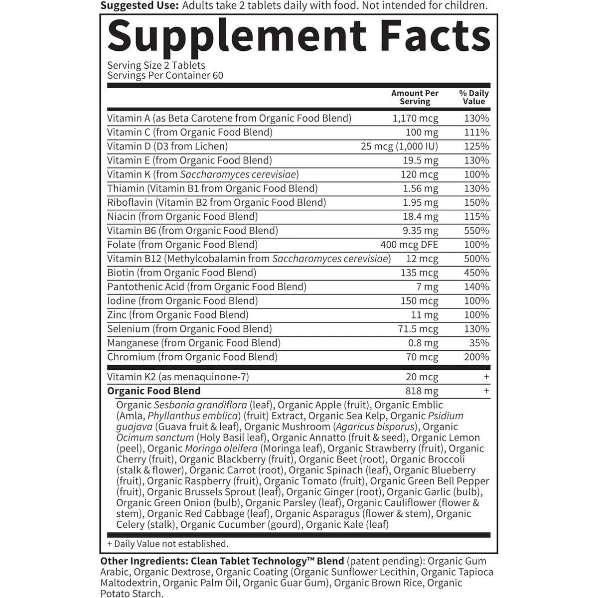 Garden of Life Organics Whole Food Multivitamin for Men, 120 Tablets, Vegan Mens Vitamins and Minerals for Health and Well-Being, Certified Organic Vegan Multi