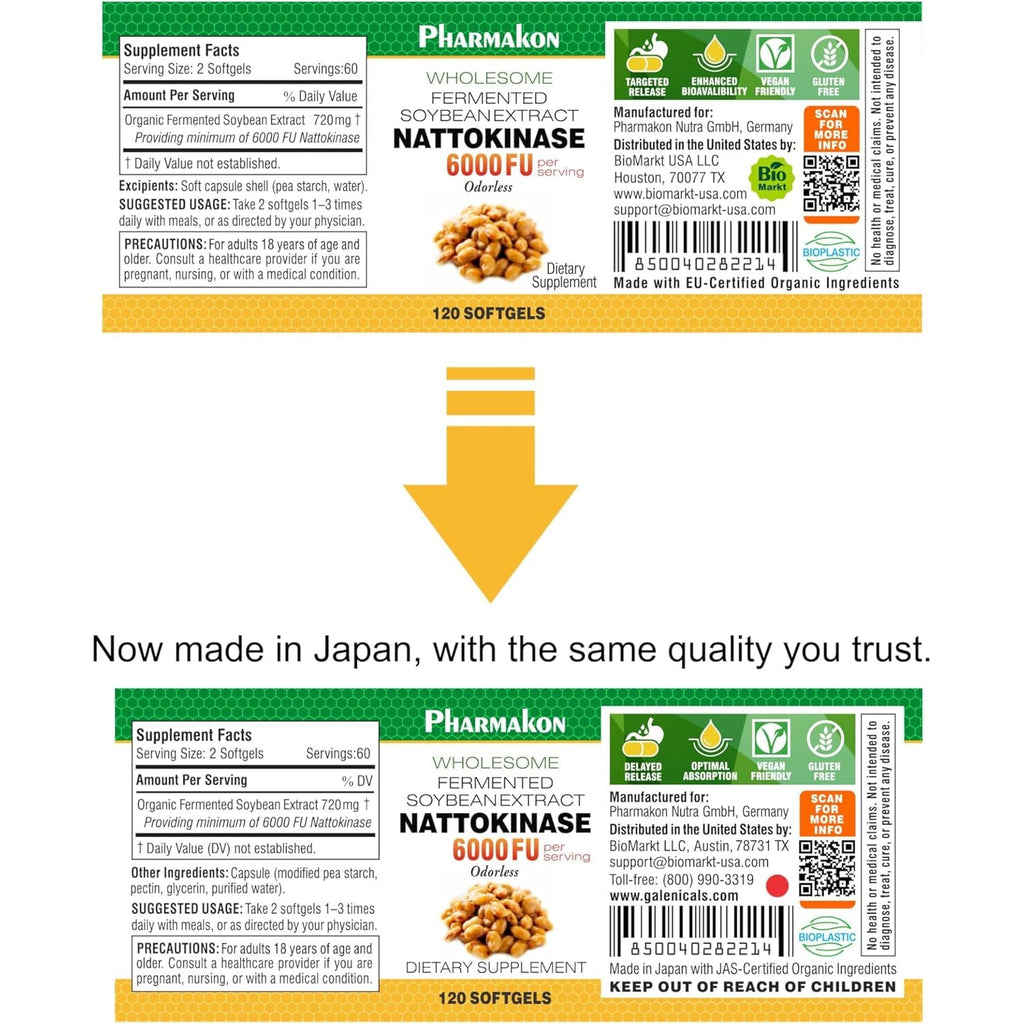 PHARMAKON Natural Nattokinase Fermented Soybean Extract, 6000 Fus per Serving