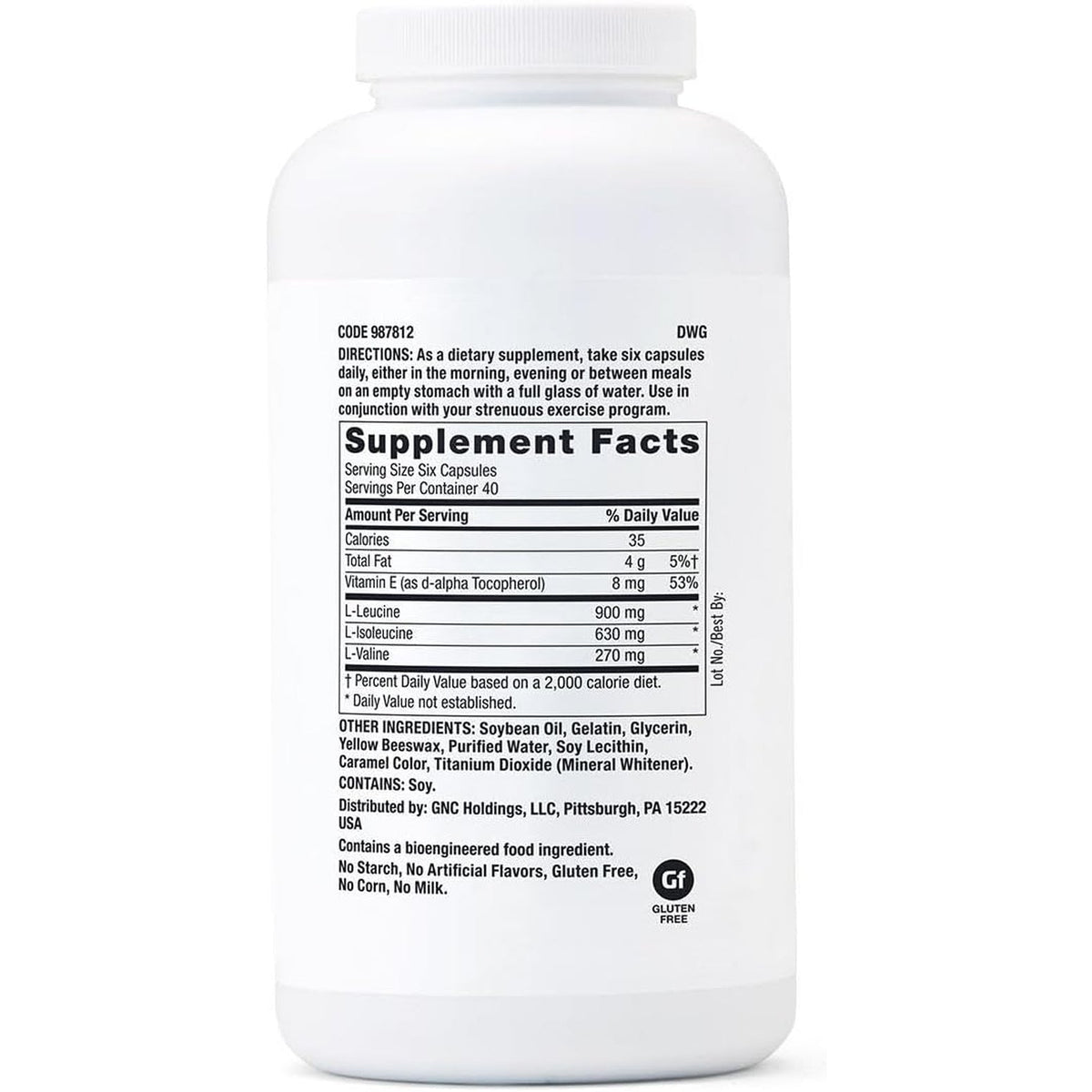 GNC Pro Performance BCAA 1.8G, 3Rd Party Tested Supplement for Men & Women, Branched Chain Amino Acids, Essential Amino Acids Supports Muscle Protein Synthesis, 240 Softgels, 40 SVG