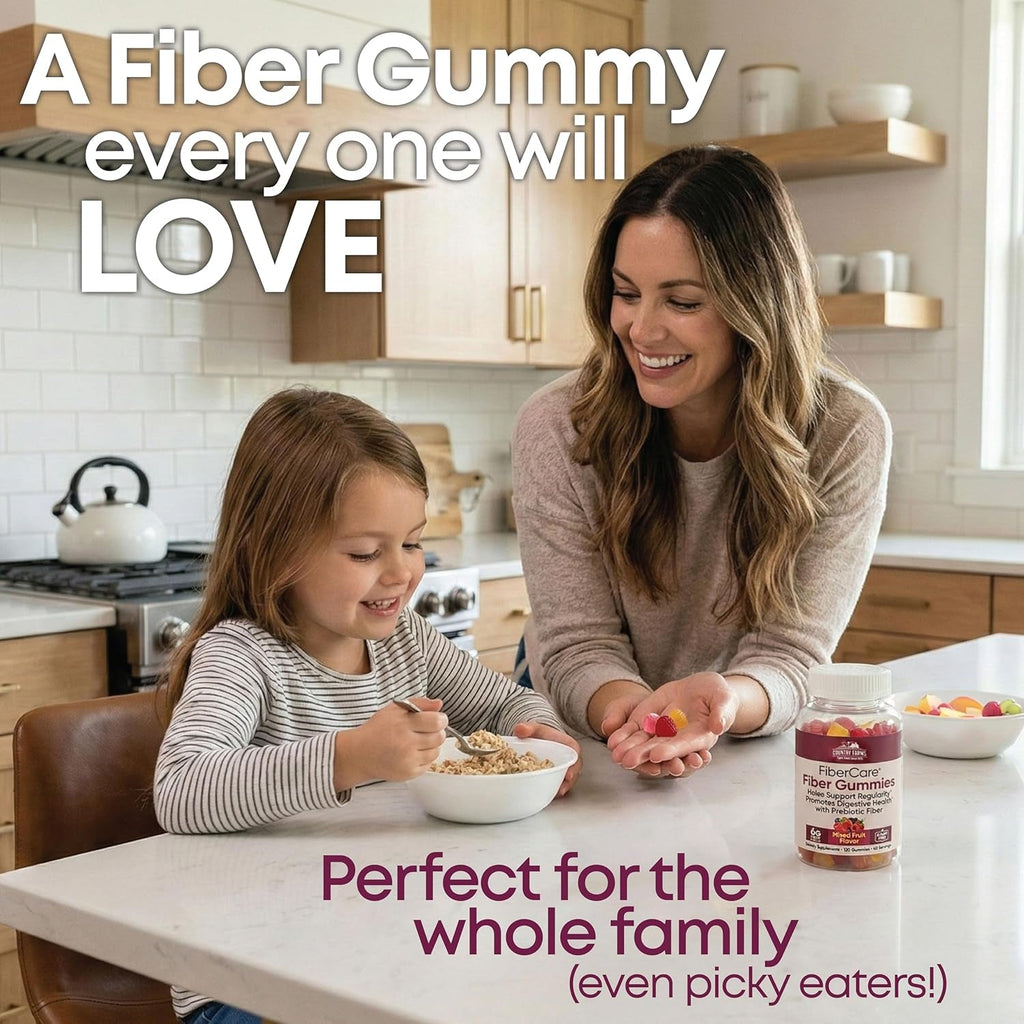 Country Farms Fiber Care Prebiotic Gummies, 6G of Fiber per Serving, GLP-1 Booster, FOS from Beets, Digestive Health and Bloat, Supports Regularity, Mixed Fruit Flavor, 120 Gummies, 40 Servings