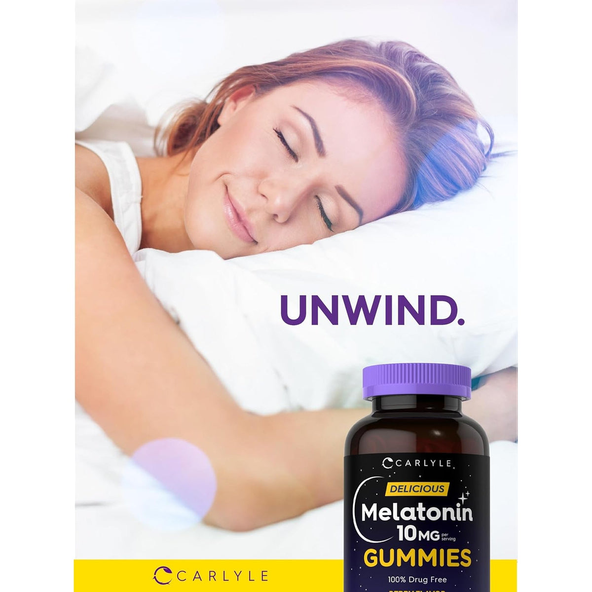 Carlyle Melatonin Gummies 10Mg | 180 Count | Adult Drug Free Aid | Berry Flavor | Vegan, Non-Gmo, Gluten Free Supplement