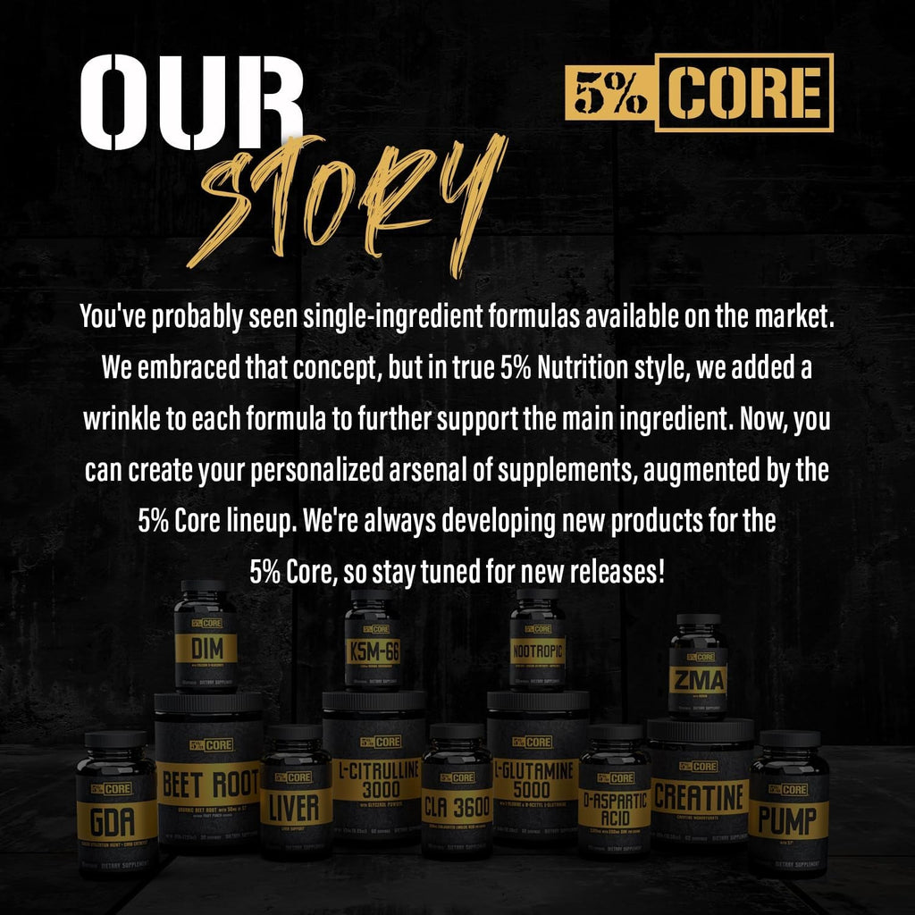 5% Nutrition Core ZMA (With Boron) | Promotes Recovery by Restoring Levels of Zinc, Magnesium & Vitamin B-6 (90 Capsules)