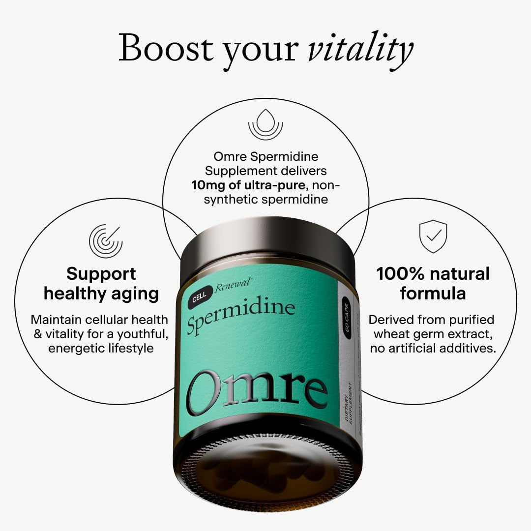 OMRE Spermidine Supplement (10Mg of Non-Synthetic Spermidine) - 3Rd-Party Tested 1000Mg Wheat Germ Extract Standardized to No Less than 1% - 10Mg of Natural Spermidine per Serving