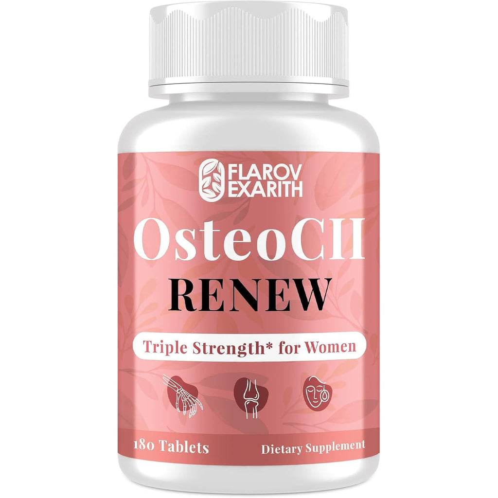 Joint Supplements for Women Osteocii Renew Triple Strength – Advanced Joint, Bone & Skin Formula – Collagen, Glucosamine, Chondroitin, Calcium, MK-7, Vitamin D3, Hyaluronic Acid, 180 Tablets