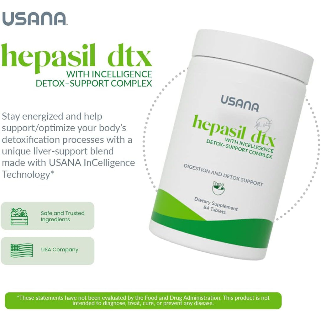 USANA - Hepasil DTX with Incelligence - Support Complex for Comprehensive Health, Protection, Wellness & Vitality - 84 Tablets (28-Day Supply)