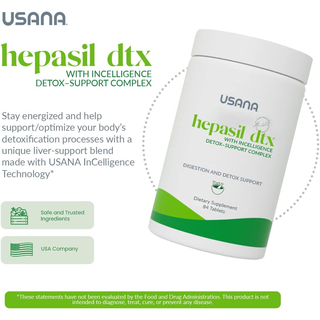 USANA - Hepasil DTX with Incelligence - Support Complex for Comprehensive Health, Protection, Wellness & Vitality - 84 Tablets (28-Day Supply)
