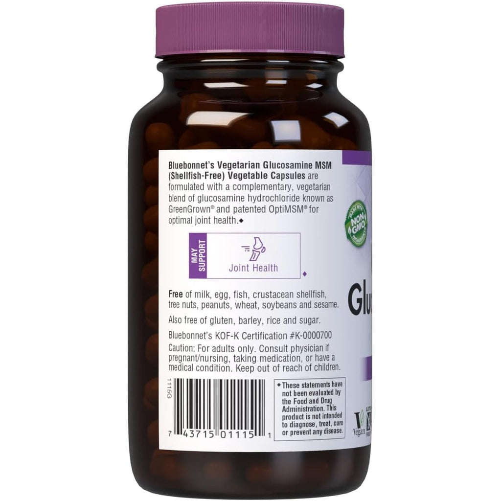 Bluebonnet Vegetarian Glucosamine plus MSM Supplement, 120 Count ('743715011151)
