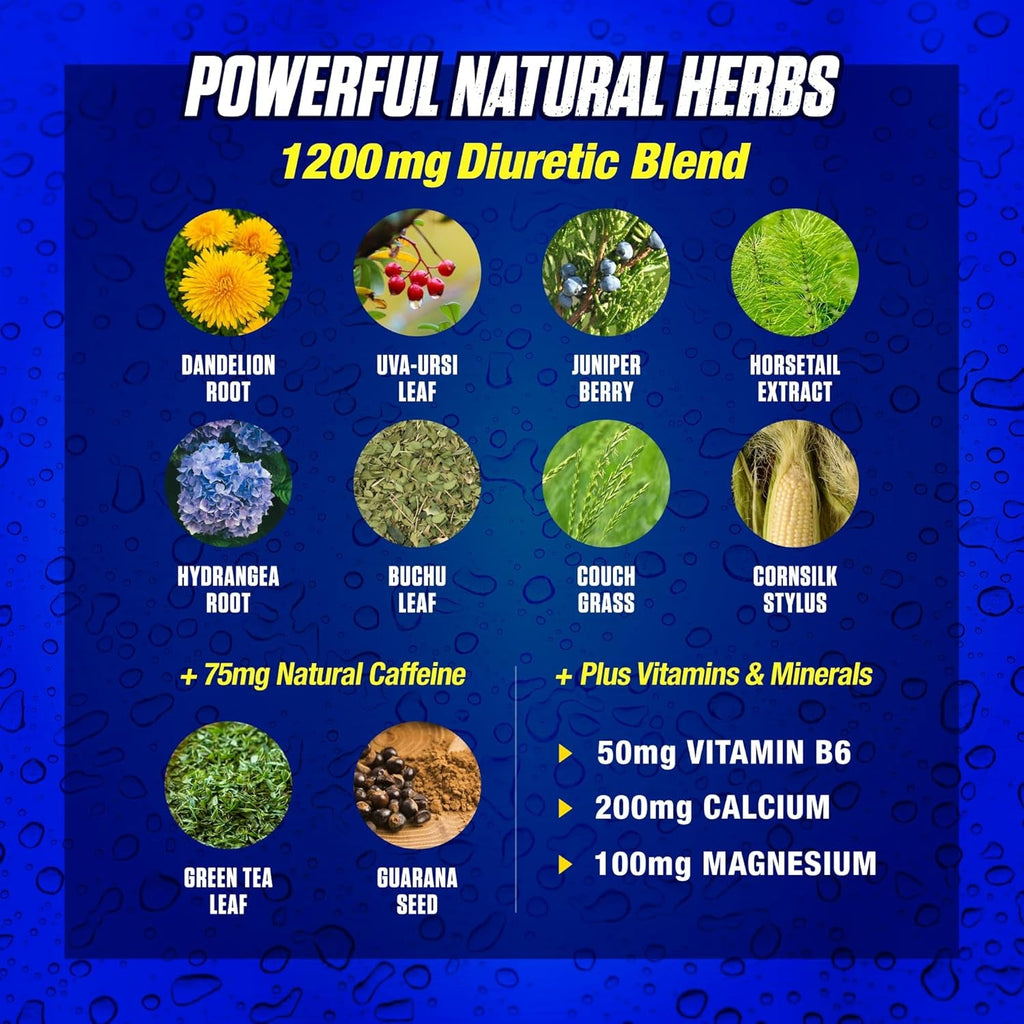 Maximum Human Performance Xpel Maximum Strength Diuretic Water Pills, for Water Retention Relief, Weight Loss Support, with Vitamin B-6 Potassium Dandelion Root, 80 Capsules