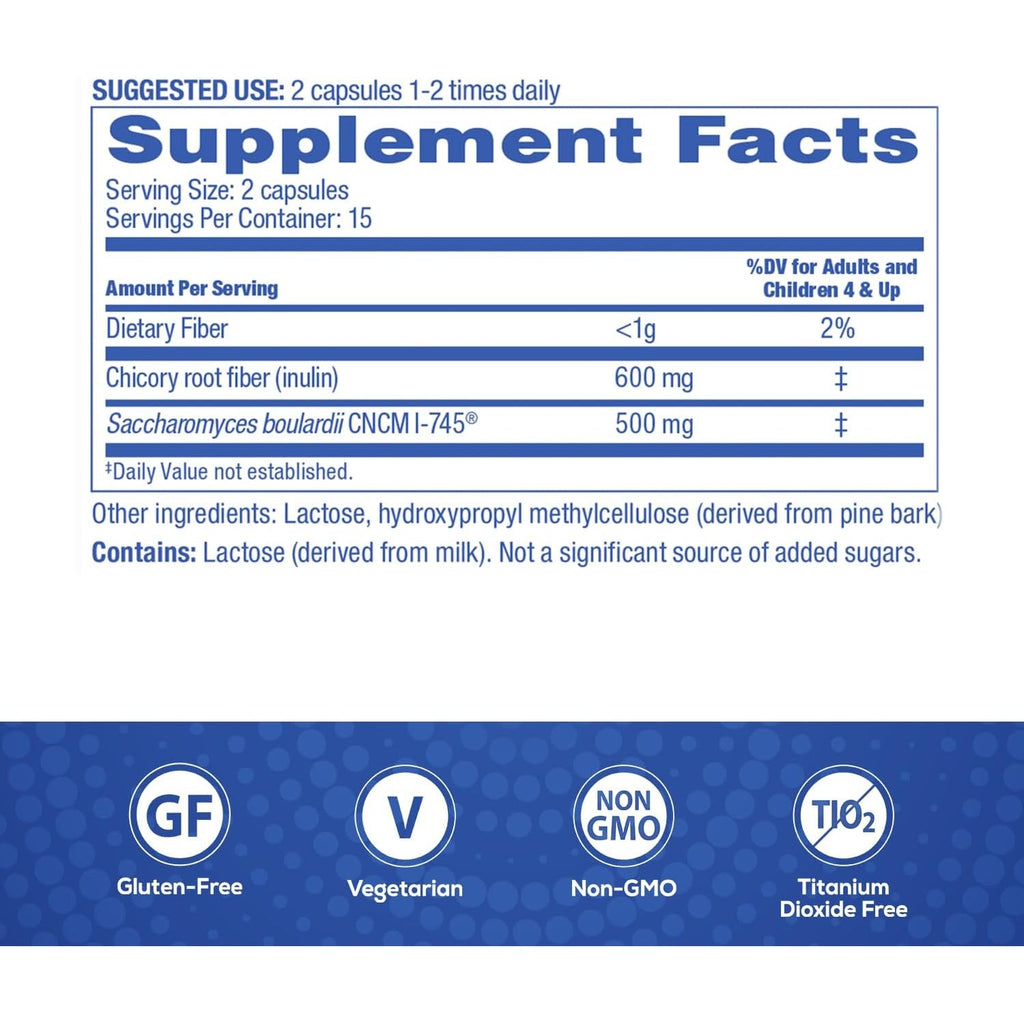 Florastor Advanced Pro+Pre Daily Probiotic and Prebiotic Supplement for Women and Men, Boosts Good Bacteria, Saccharomyces Boulardii CNCM I-745 (30 Capsules) (Pack of 1)