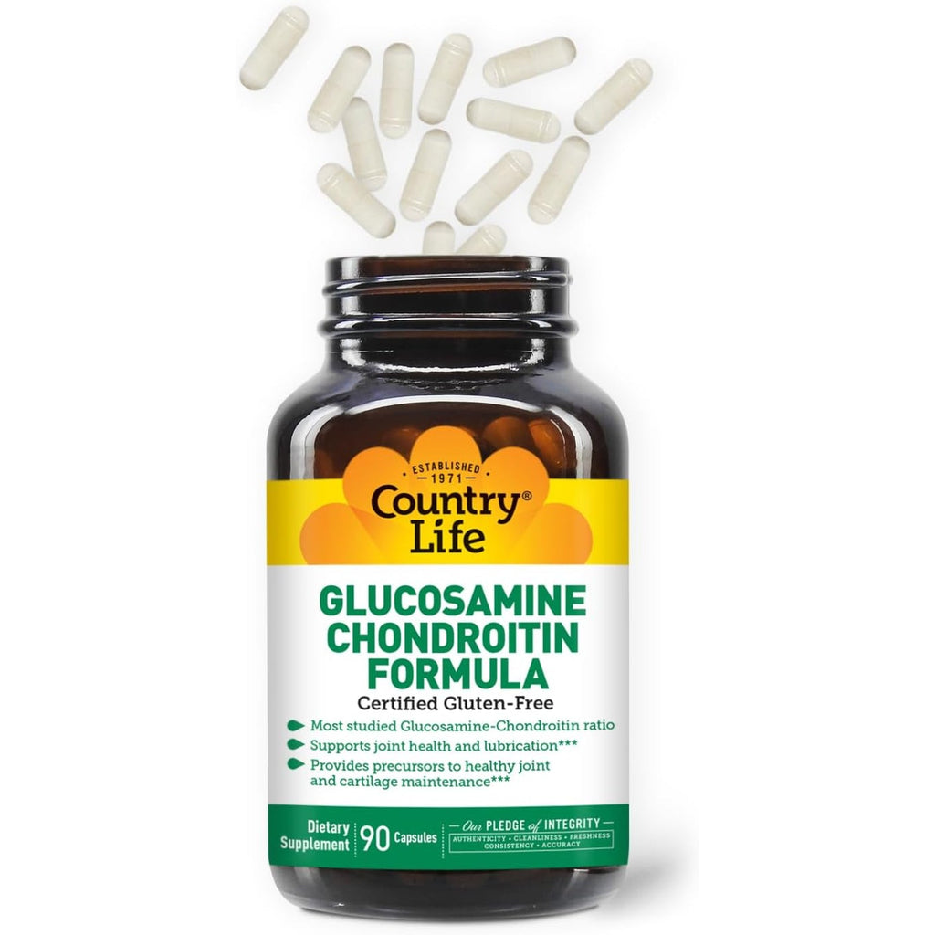 Country Life Glucosamine Chondroitin 1500Mg/1200Mg - Supports Joint Health & Lubrication - Maintains Healthy Cartilage, Tendon, Joint Tissue - Gluten Free, Non-Gmo - 90 Capsules - for Adults