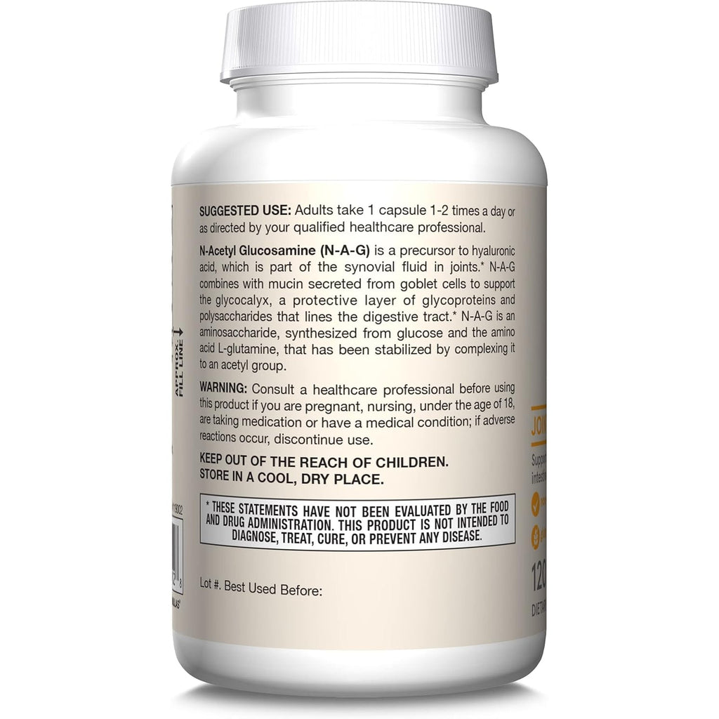 Jarrow Formulas® N-A-G 700 Mg, N-Acetyl Glucosamine, Acetylated Form of Glucosamine for Bone and Joint Support, 120 Veggie Capsules, up to 120 Servings