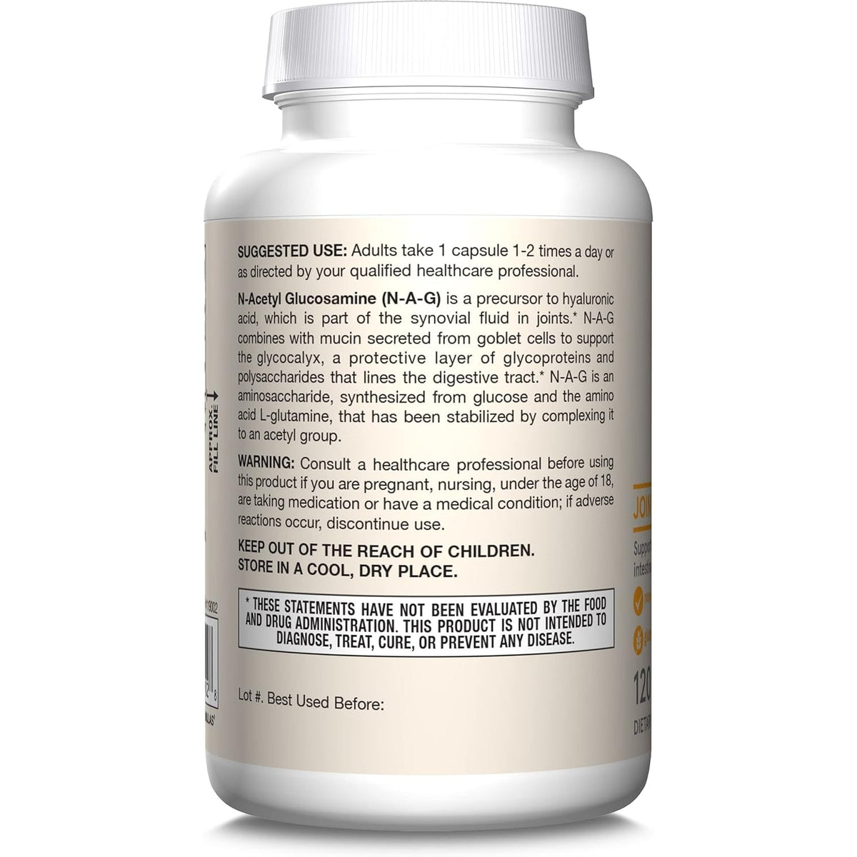 Jarrow Formulas® N-A-G 700 Mg, N-Acetyl Glucosamine, Acetylated Form of Glucosamine for Bone and Joint Support, 120 Veggie Capsules, up to 120 Servings