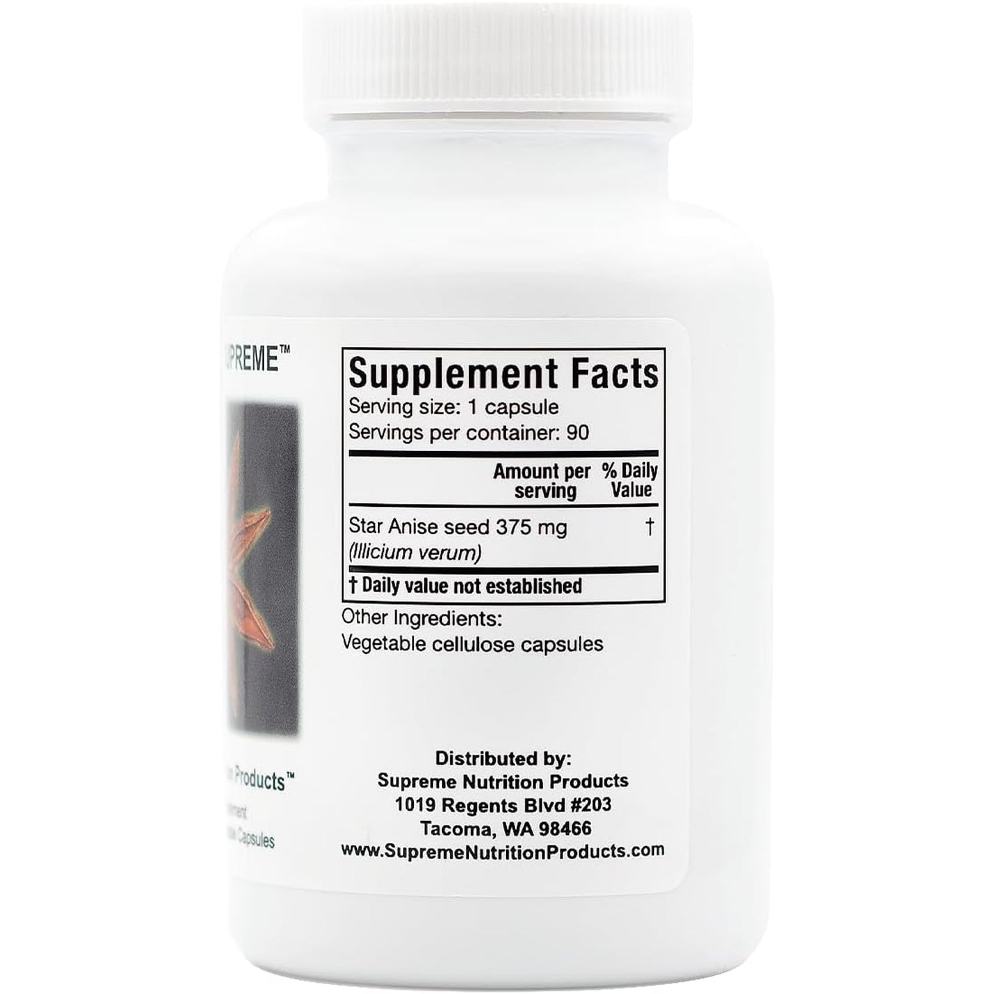 Supreme Nutrition Illicium, 90 Pure Star Anise Vegetarian Capsules